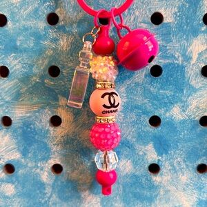 Pink Beaded Keychain/Bag Charm